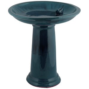 Fallen Fruits Ceramic Bird Bath on Pedestal Blue image 0
