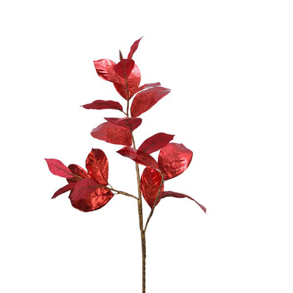 Everlands Christmas Red Metallic Leaf Stem (92cm) image 0