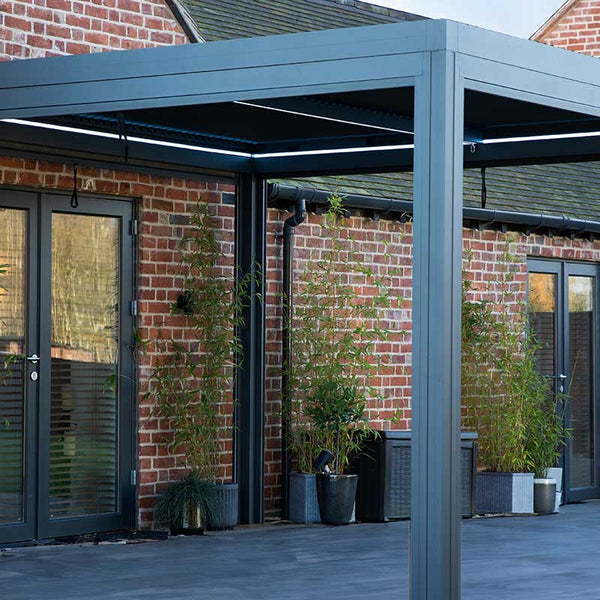 Supremo Belfort Grey Square Pergola with Curtains & LEDs (3m x 3m) image 10