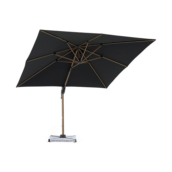 Bramblecrest Chichester 3m x 3m Square Cantilever Wood Effect Parasol in Grey with Granite Base &amp; Cover image 1