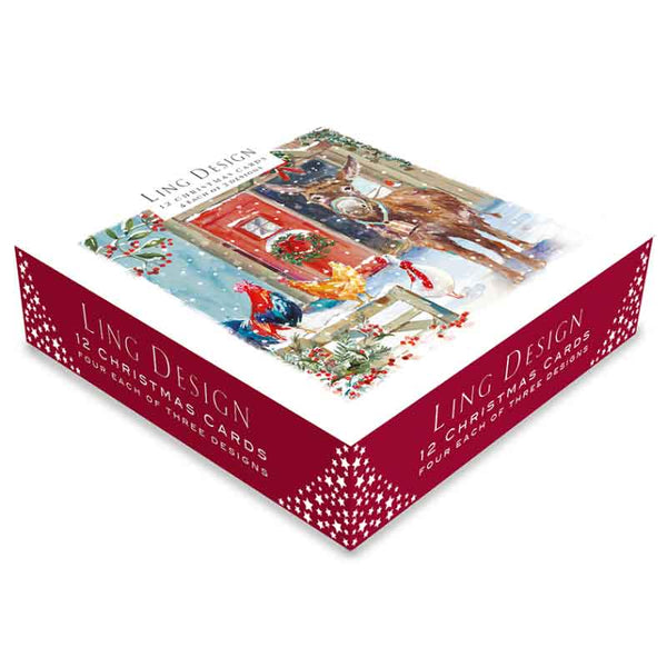 Ling Design Large Deluxe Cards - Winter On The Farm (Pack of 12) image 0