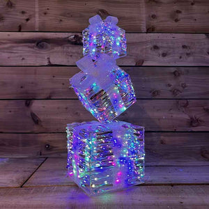 Festive Lit Rainbow Twist Present Stack image 1