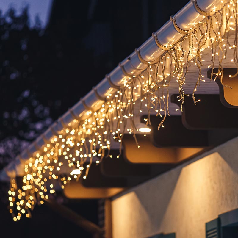 SnowTime 100 Connectable LED Twinkling Icicle Lights - Warm White image 0
