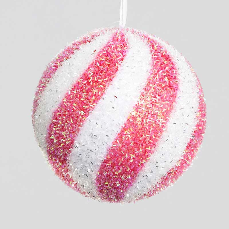 Swift Pink Tinsel Swirl Bauble image 0