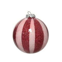 Decoris Foam Bauble with Candy Stripes in Red image 0