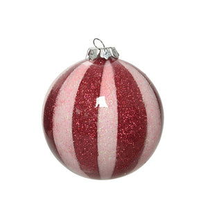 Decoris Foam Bauble with Candy Stripes in Red image 0
