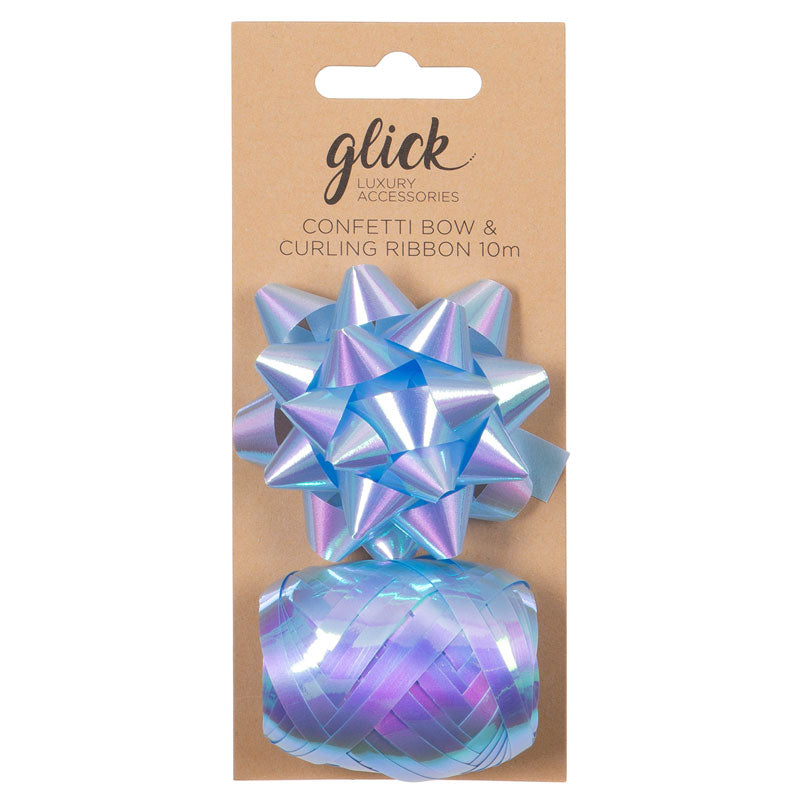 Glick Iridescent Baby Blue Bow &amp; Curling Ribbon Pack image 0