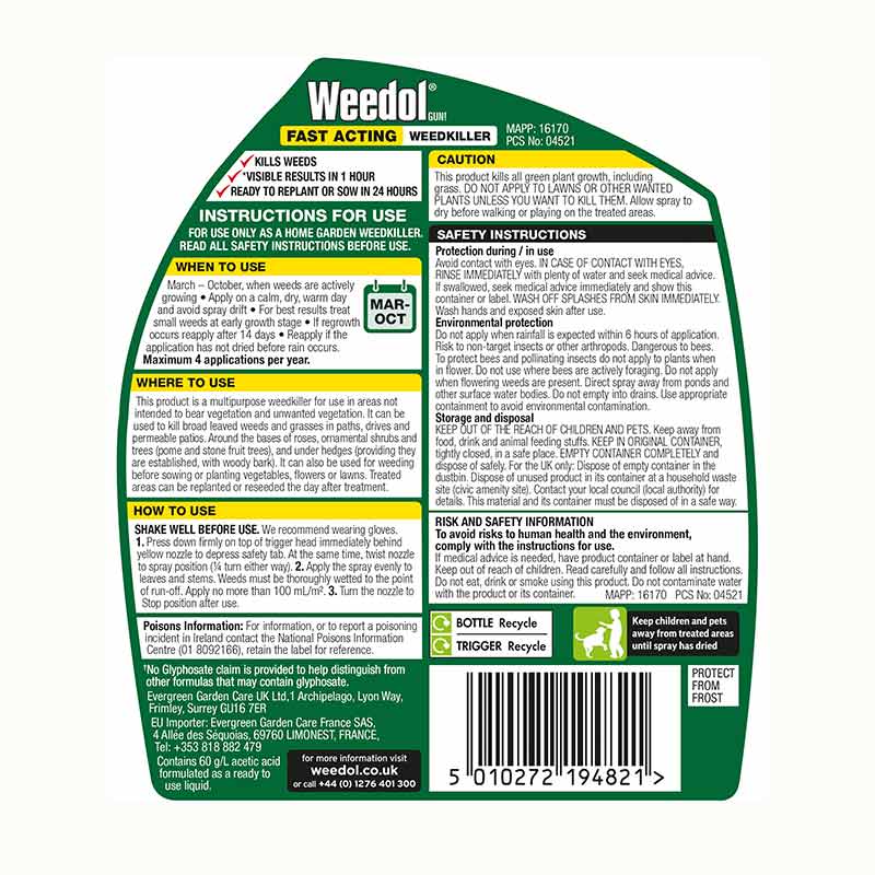 Weedol Fast Acting Ready to Use Weedkiller Spray (1-Litre) image 0