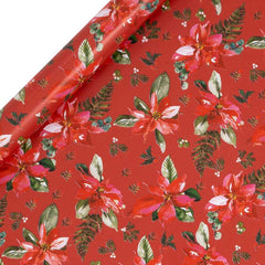 Glick Red Perfect Poinsettia Gift Wrap (4m) image 0