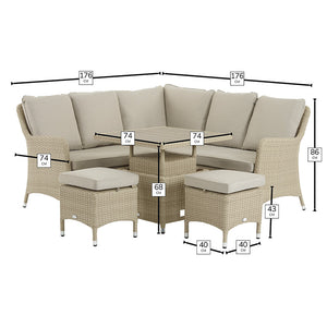 Bramblecrest Tetbury Mini Corner Sofa Set in Nutmeg with Dual Height Table &amp; 2 Stools image 7