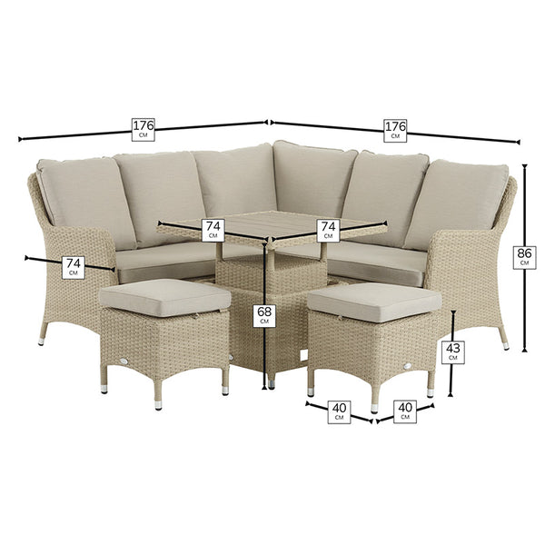 Bramblecrest Tetbury Mini Corner Sofa Set in Nutmeg with Dual Height Table &amp; 2 Stools image 7