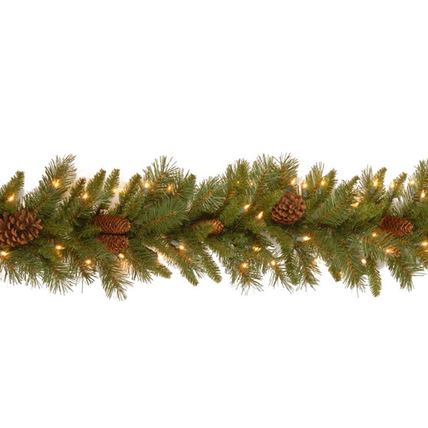 National Tree Pine Cone Christmas Garland with LED Lights image 0