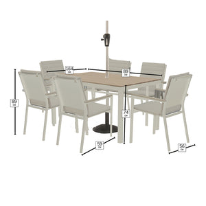 Bramblecrest Zurich 6 Seat Dining Set in Mocha with Rectangular Table, 3m Parasol & Base image 4