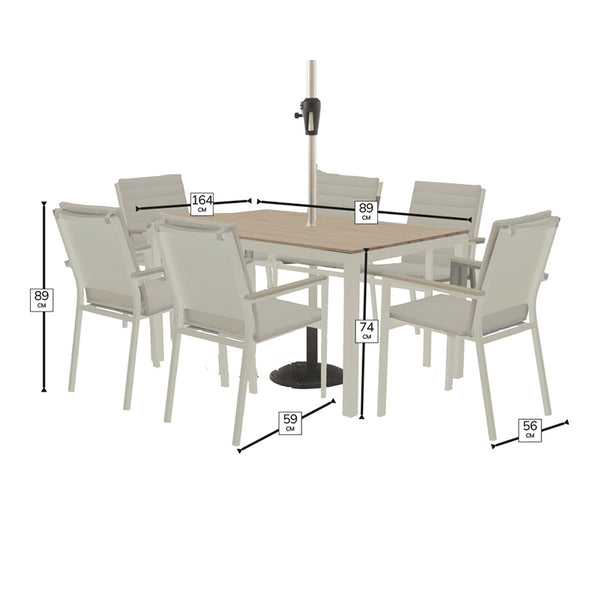 Bramblecrest Zurich 6 Seat Dining Set in Mocha with Rectangular Table, 3m Parasol & Base image 4