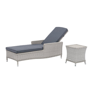 Bramblecrest Wentworth Pewter Rattan Sun Lounger with Side Table image 2