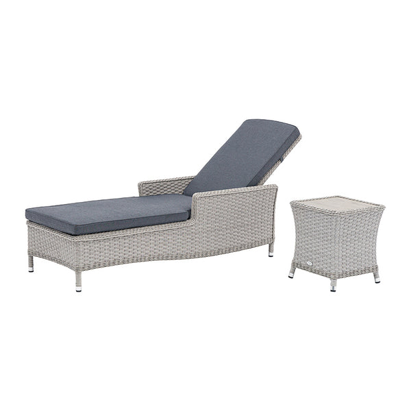 Bramblecrest Wentworth Pewter Rattan Sun Lounger with Side Table image 2