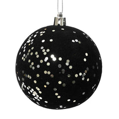 Decoris Shatterproof Flocked Bauble in Black image 0