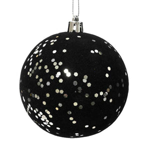 Decoris Shatterproof Flocked Bauble in Black image 0