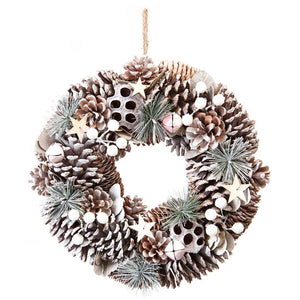 Festive White Pinecone & Berry Wreath - 30cm image