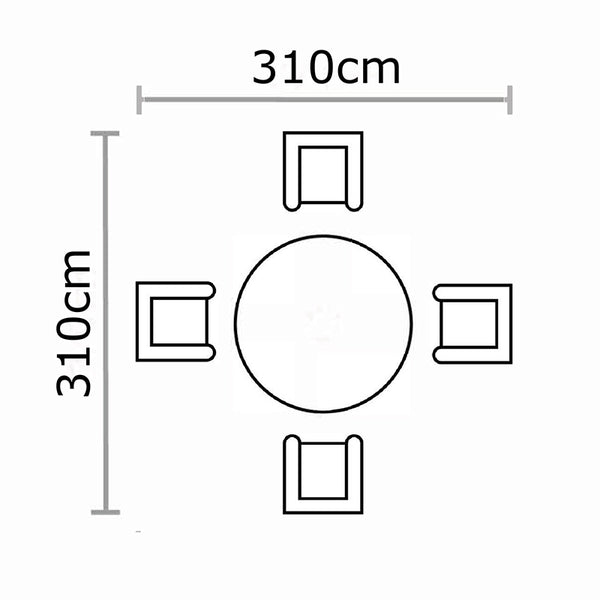 Bramblecrest Chedworth 4 Seat Garden Dining Set in Sandstone with Round Table, Parasol &amp; Base image 6