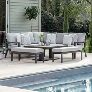 Bramblecrest Zurich Corner Sofa Set with Square Height-Adjustable Table image 1