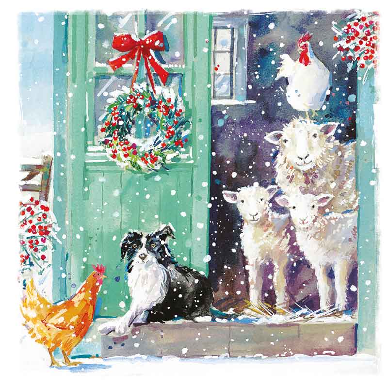 Ling Design Charity Christmas Cards - At The Door (Pack of 6) image 0