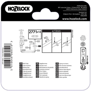 Hozelock 13mm Wall Clips (Pack of 12) image 1