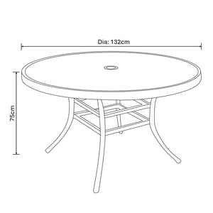 Hartman Berkeley 6 Seat Outdoor Dining Set in Maize with Round Table, Parasol & Base image 10
