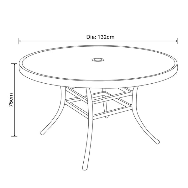 Hartman Berkeley 6 Seat Outdoor Dining Set in Maize with Round Table, Parasol & Base image 10