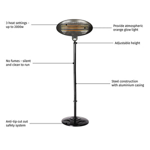 La Hacienda Black Quartz Adjustable Standing Heater image 3