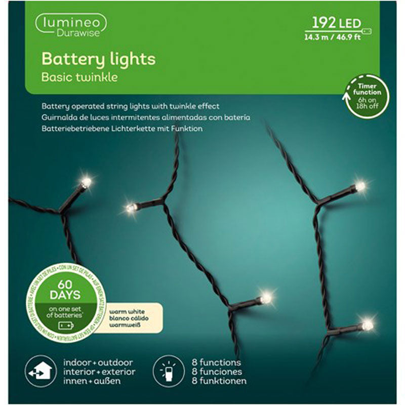 Lumineo 192 Durawise Twinkle LED Battery Lights - Warm White image 0