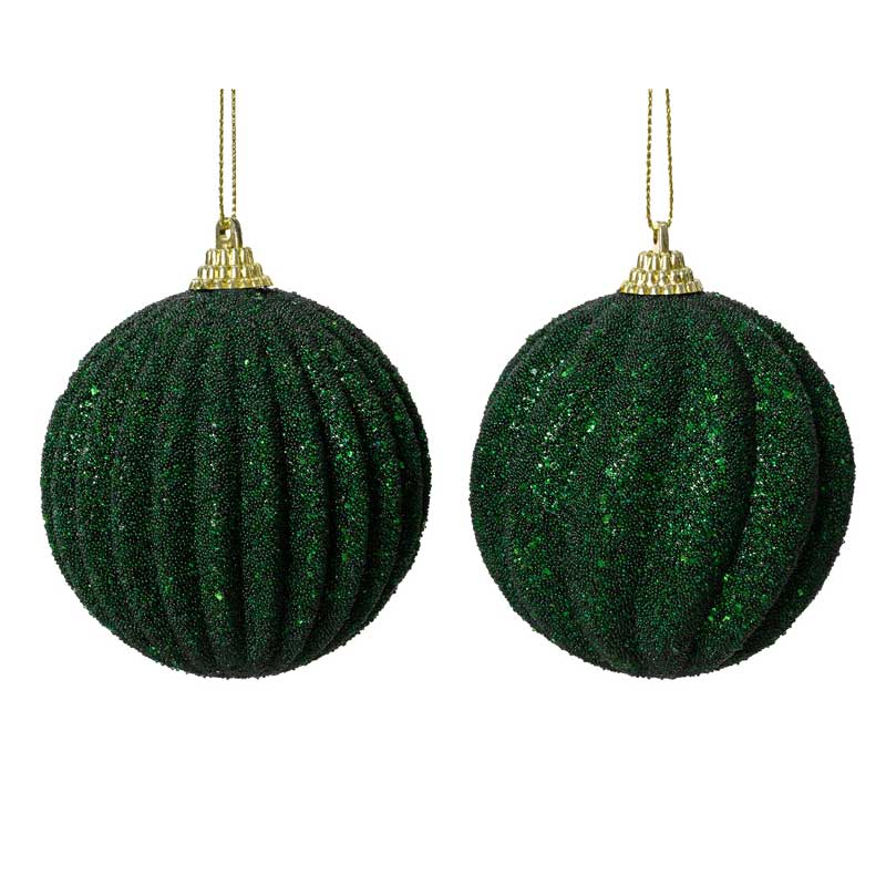 Decoris Foam Bauble with Glitter Beads in Pine Green (Assorted Designs) image 0