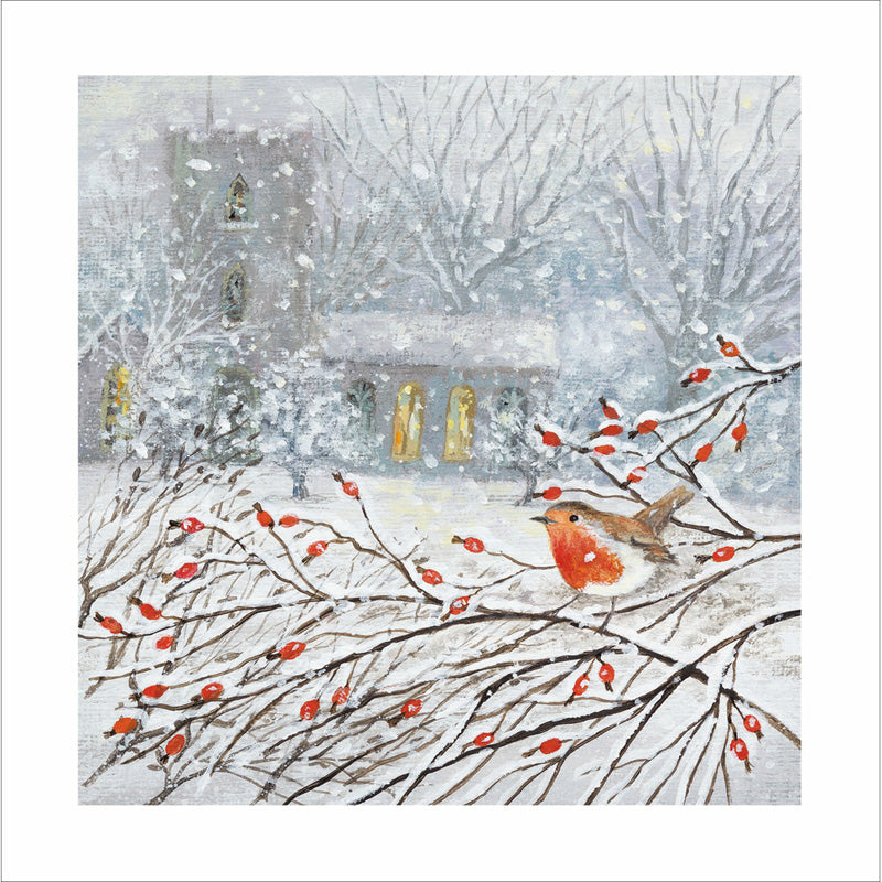 Woodmansterne Robin on a Berry Branch Christmas Card image 0