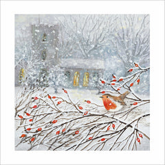 Woodmansterne Robin on a Berry Branch Christmas Card image 0