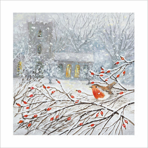 Woodmansterne Robin on a Berry Branch Christmas Card image 0