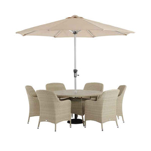 Bramblecrest Tetbury 6 Seat Garden Dining Set in Nutmeg with Round Table, Parasol &amp; Base image 5