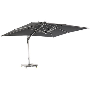 Bramblecrest Worcester 4 x 3m Rectangular Cantilever Parasol in Grey with LED, Granite Base &amp; Cover image 3