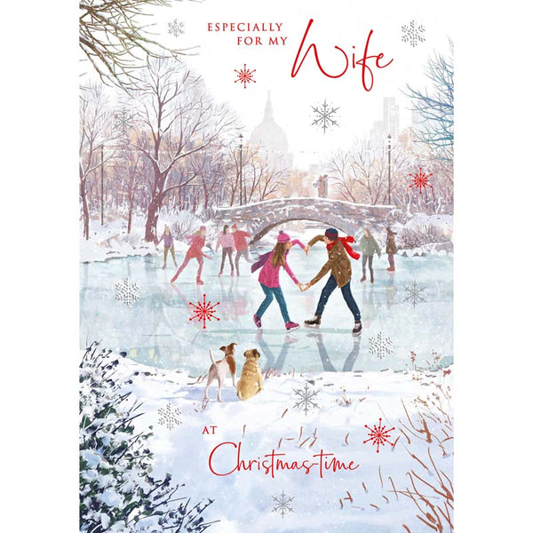 Nigel Quiney Wife Skating Couple with Heart Christmas Card image 0