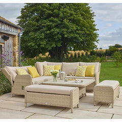 Bramblecrest Somerford Reclining Corner Sofa Set in Sandstone with Square Adjustable Table &amp; 2 Benches image 0