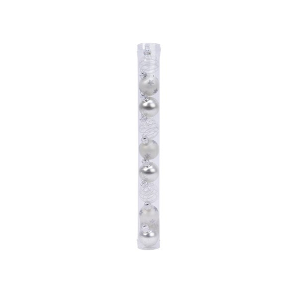 Decoris Shatterproof Baubles in White & Silver (Pack of 9) image 0