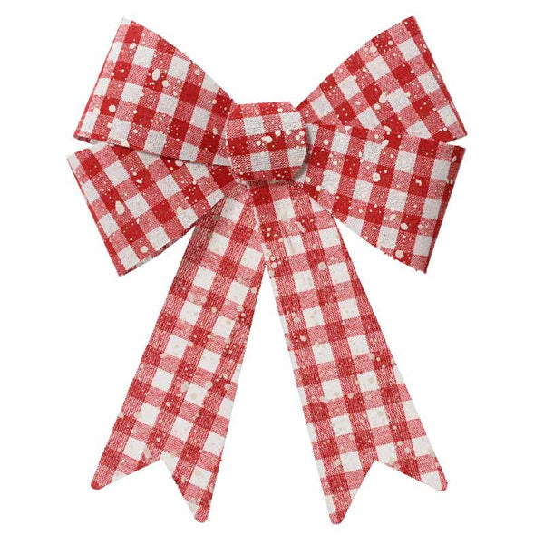 Decoris Check Bow with Snow (Pack of 2) image 0
