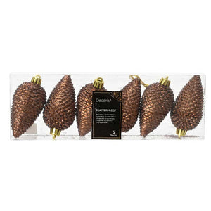 Decoris Shatterproof Pinecones (Pack of 6) image 0