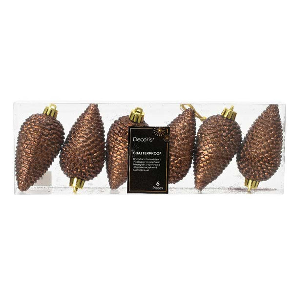 Decoris Shatterproof Pinecones (Pack of 6) image 0