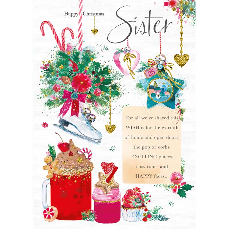 Words N Wishes Baubles, Christmas Cakes & Ice Skating Boot Christmas Card image 0