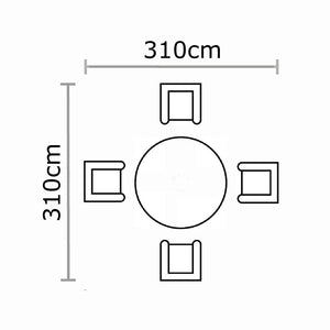 Bramblecrest Wentworth 4 Seat Garden Dining Set in Pewter Rattan with Round Table, 2.5m Crank Parasol & 15kg Base image 8