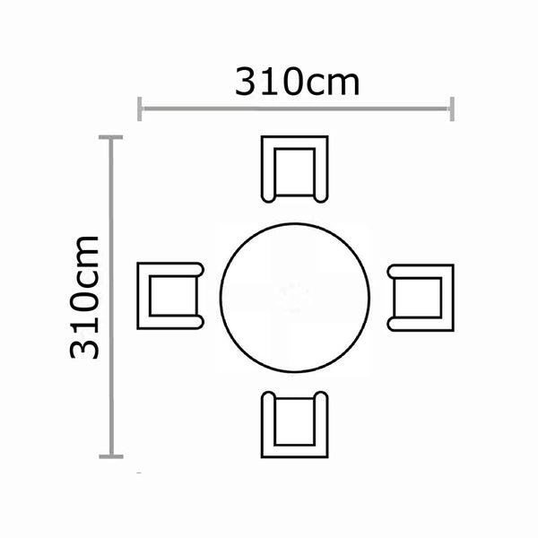 Bramblecrest Wentworth 4 Seat Garden Dining Set in Pewter Rattan with Round Table, 2.5m Crank Parasol & 15kg Base image 8