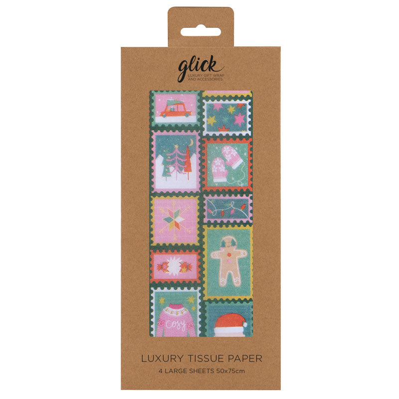 Glick North Pole Stamps Luxury Tissue Paper (Pack of 4) image 0
