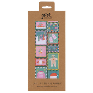 Glick North Pole Stamps Luxury Tissue Paper (Pack of 4) image 0
