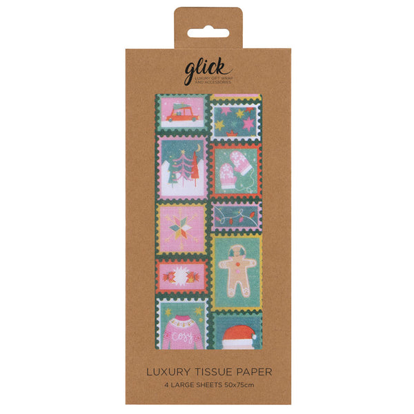 Glick North Pole Stamps Luxury Tissue Paper (Pack of 4) image 0