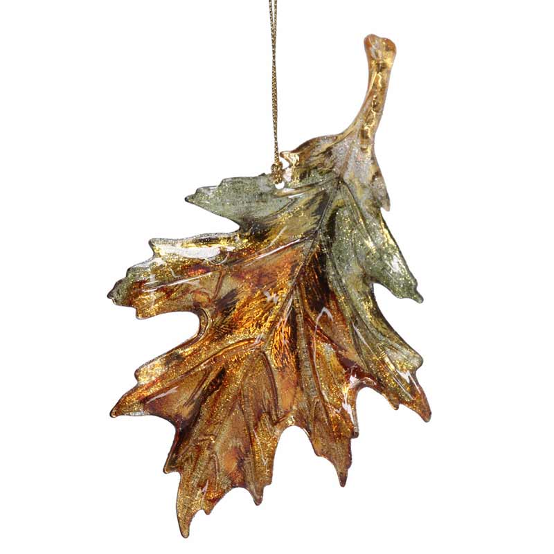 Gisela Graham Amber & Green Acrylic Leaf image 0